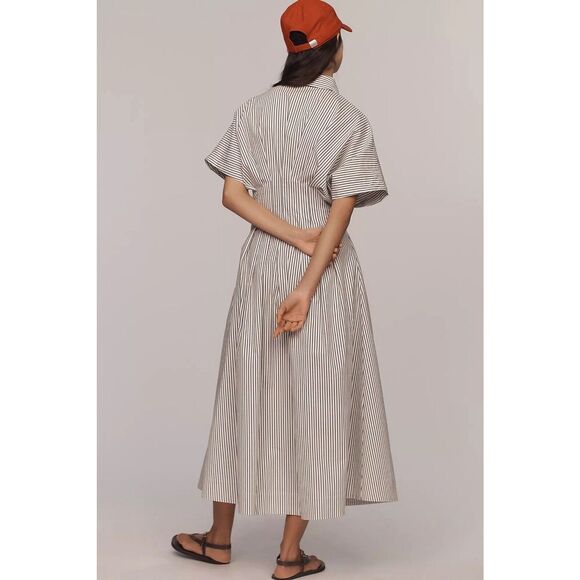 New Anthropologie The Tobie Button-Front Pleated Shirt Dress by Exquise Size S - Picture 3 of 11